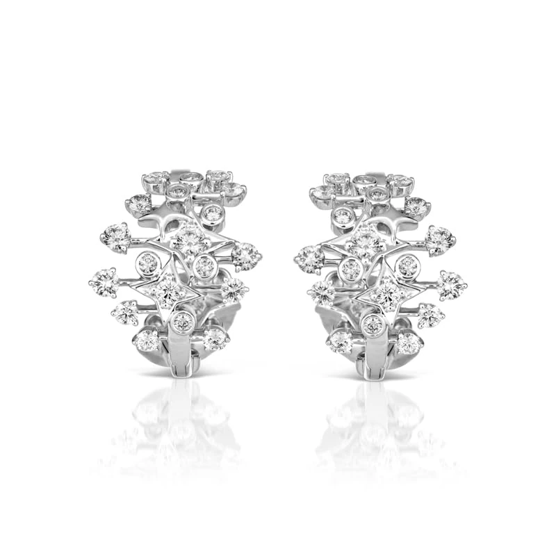 Hueb,18k Luminus White Gold Earring With 2.19 Cts Vs-Gh Diamonds,ONE SIZE