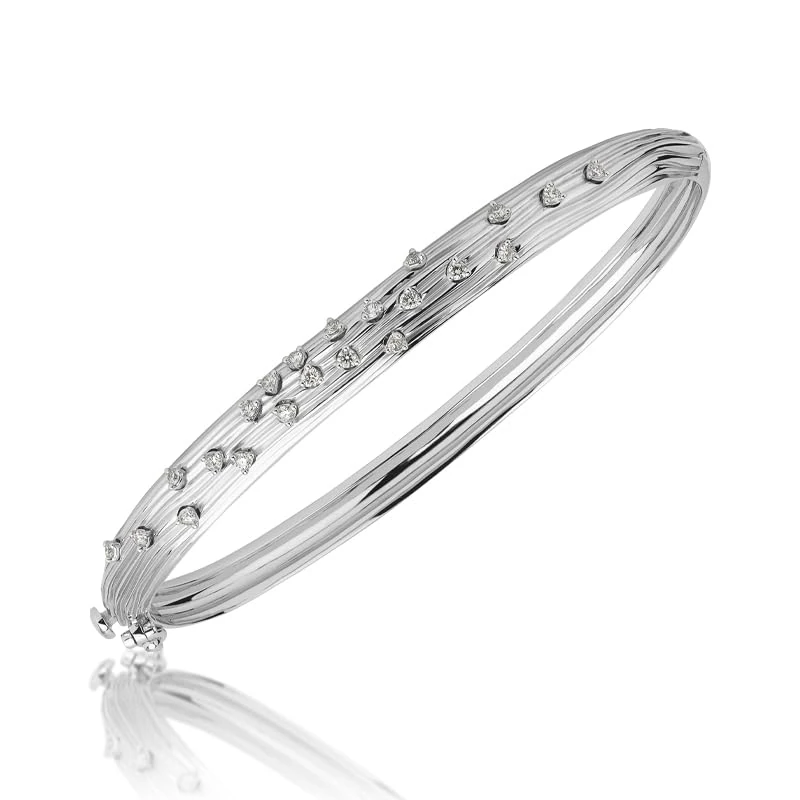Hueb 18k White Gold 6" Bangle with 0.27ct VS-GH Diamonds