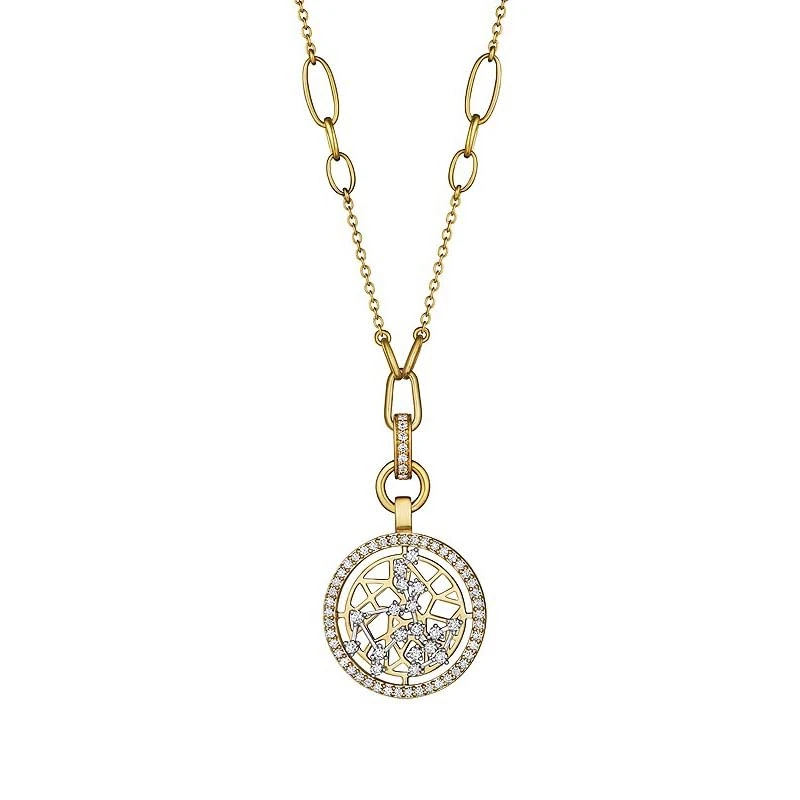 Hueb,18k Estelar Yellow And White Gold Sagittarius Necklace With 1.07 Cts Vs-Gh Diamonds,18"