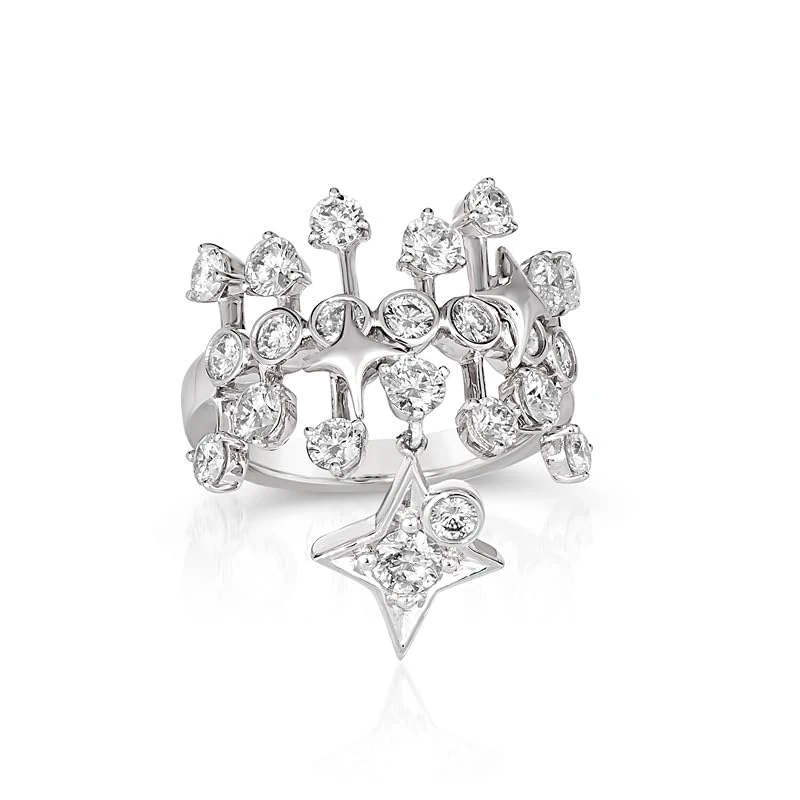 Hueb,18k Luminus White Gold Ring With 2.16 Cts Vs-Gh Diamonds,7