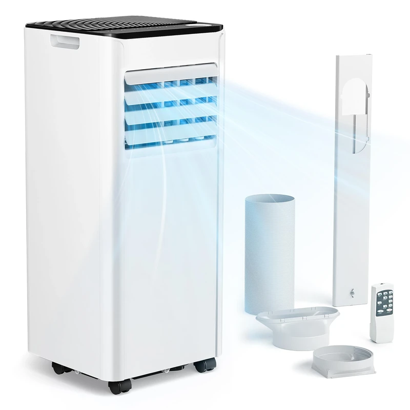 Air Conditioning Unit - Portable Air Conditioner 9000 BTU, 4-in-1 Energy Efficient Cooling & Dehumidifier, Quiet Operation, Digital Display, Window Kit, 24-Hour Timer, Covers Up to 215 sq.ft (20㎡)