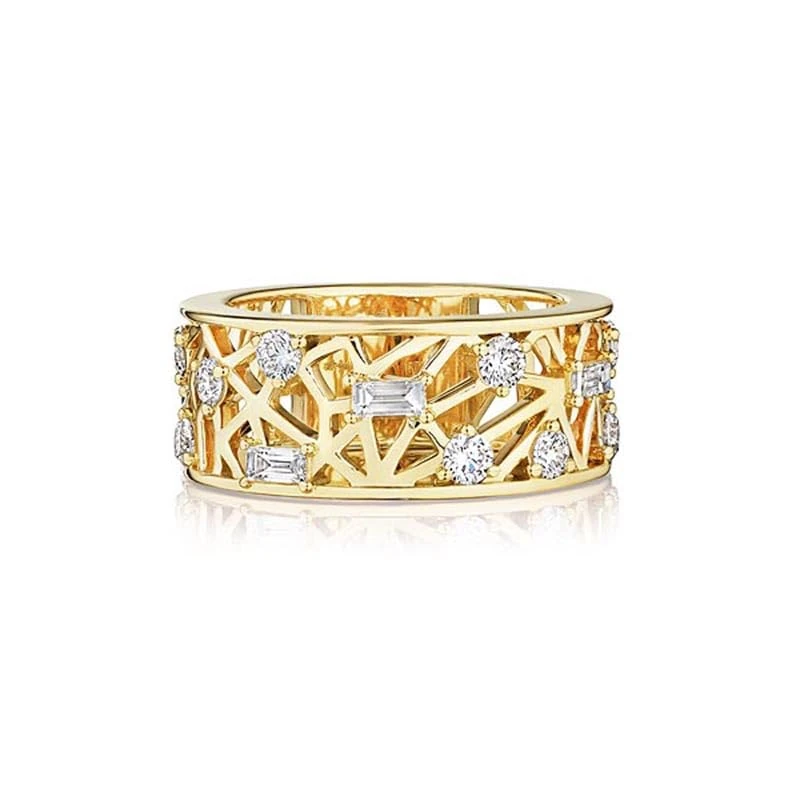 Hueb,18k Estelar Yellow Gold Ring With 0.92 Cts Vs-Gh Diamonds,7