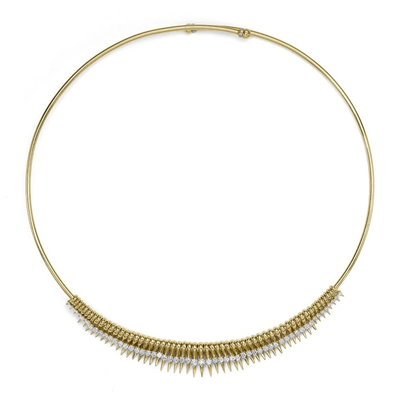 Hueb,18k Tribal Yellow Gold Necklace With 1.87 Cts Vs-Gh Diamonds,16"