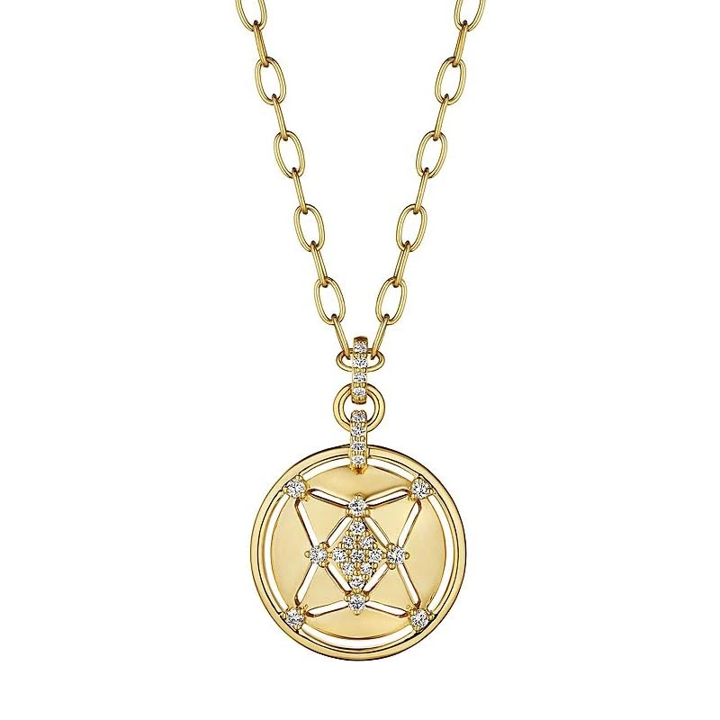 Hueb,18k Estelar Yellow Gold Necklace With 0.48 Cts Vs-Gh Diamonds,18"