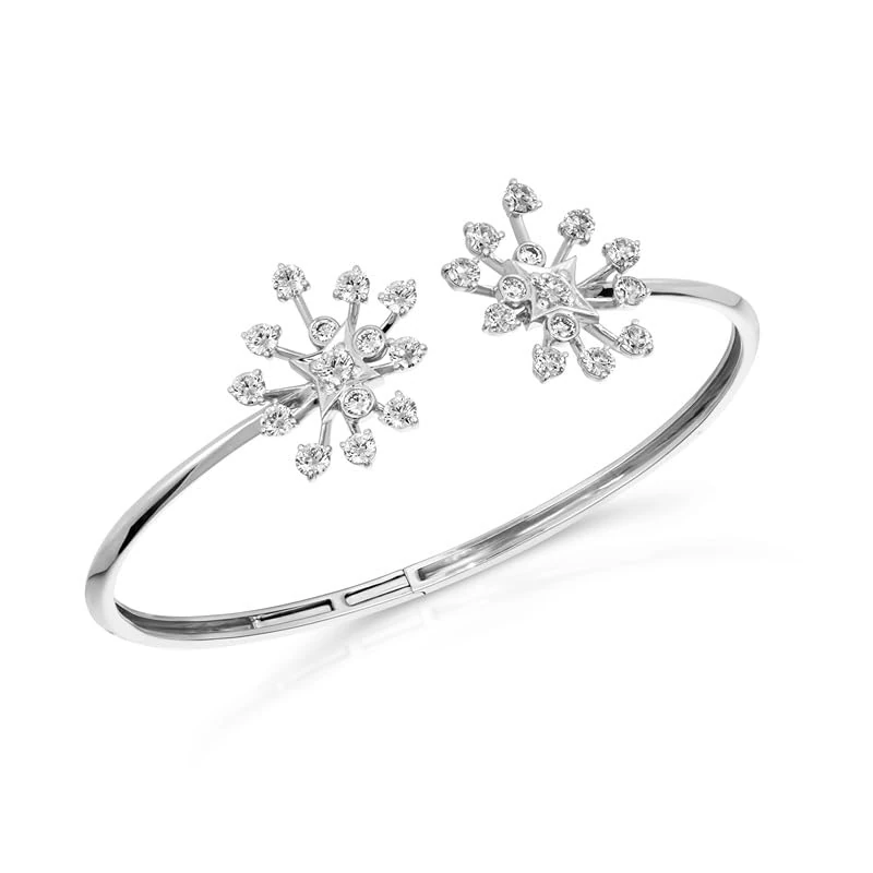 Hueb,18k Luminus White Gold Bracelet/bangle With 2.12 Cts Vs-Gh Diamonds,MEDIUM