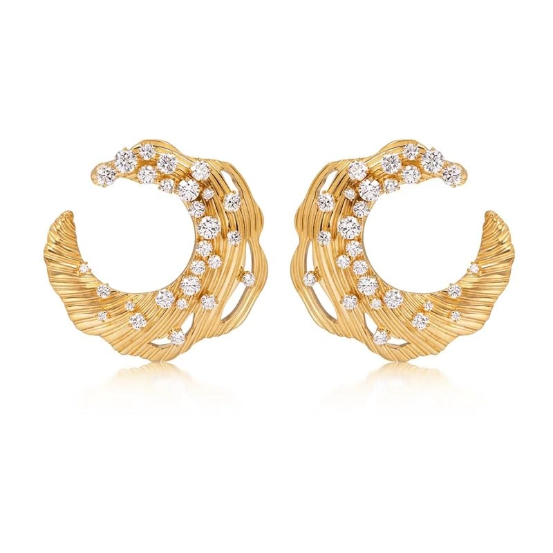 Hueb,18k Bahia Yellow Gold Earring With 2.00 Cts Vs-Gh Diamonds,ONE SIZE