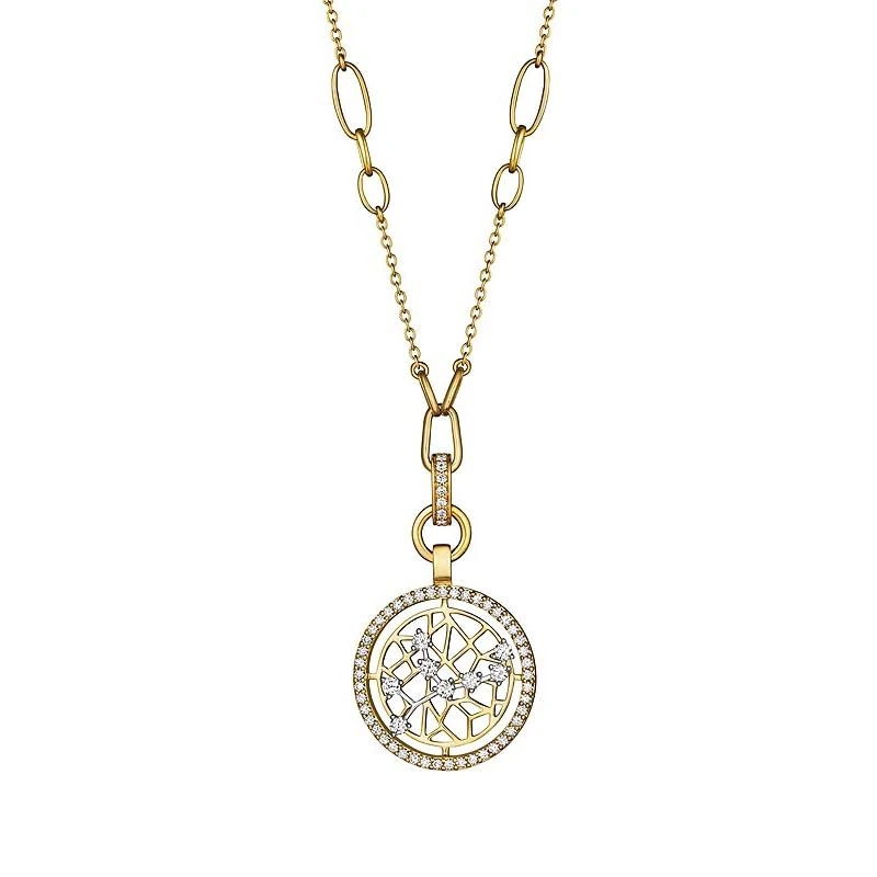 Hueb,18k Estelar Yellow And White Gold Virgo Necklace With 0.96 Cts Vs-Gh Diamonds,18"
