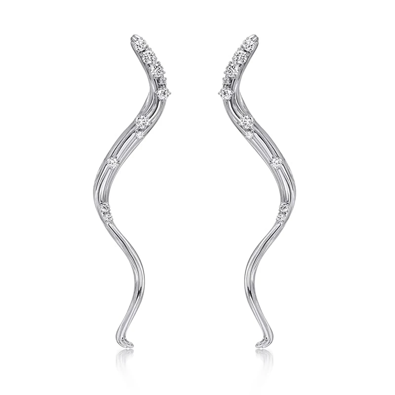 Hueb,18k Bahia White Gold Earring With 0.88 Cts Vs-Gh Diamonds,ONE SIZE