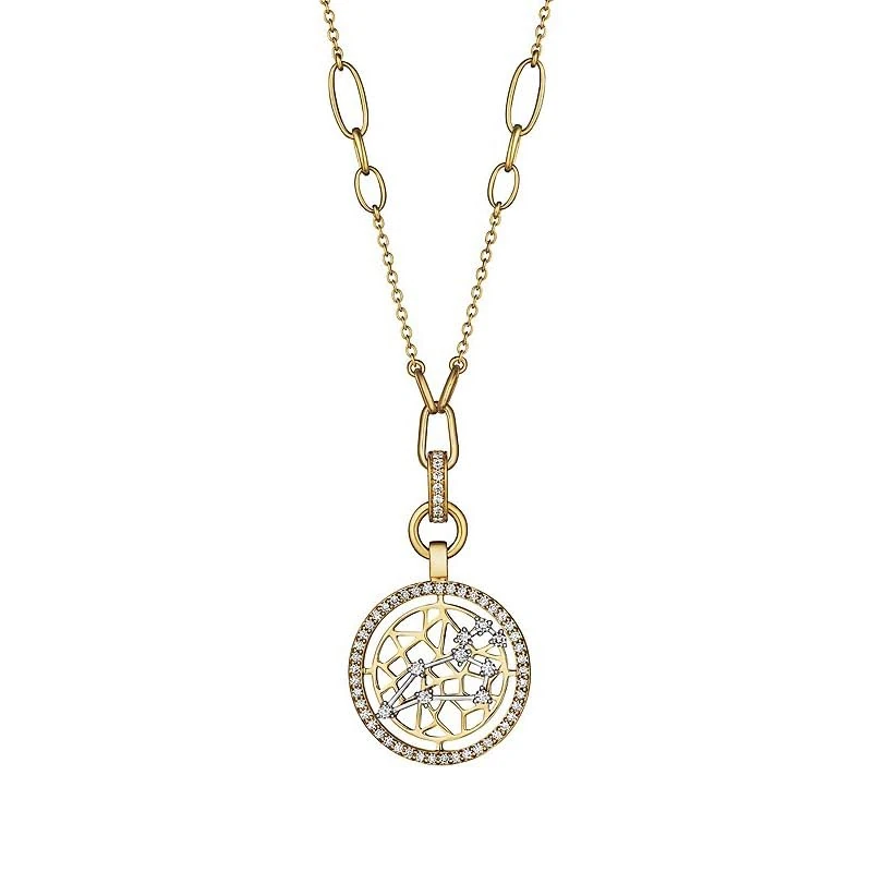 Hueb,18k Estelar Yellow And White Gold Leo Necklace With 0.86 Cts Vs-Gh Diamonds,18"