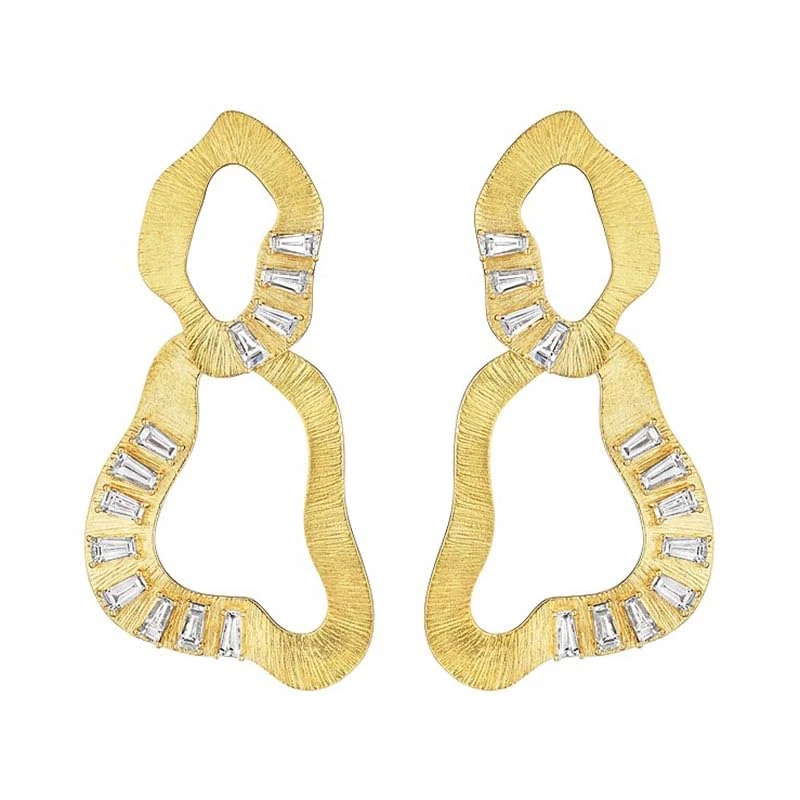 Hueb,18k Bahia Yellow Gold Earring With 1.23 Cts Vs-Gh Diamonds,ONE SIZE