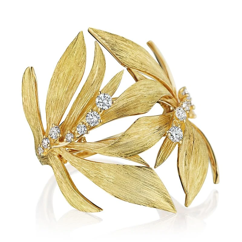 Hueb,18k Bahia Yellow Gold Ring With 0.31 Cts Vs-Gh Diamonds,6.5