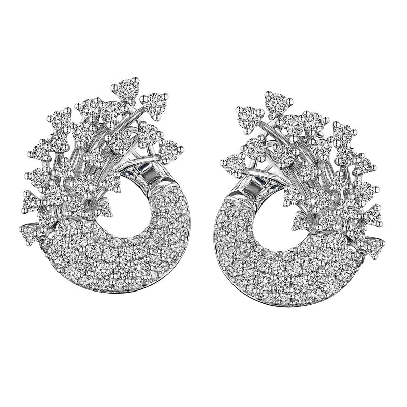 Hueb,18k Luminus White Gold Earring With 5.06 Cts Vs-Gh Diamonds,ONE SIZE