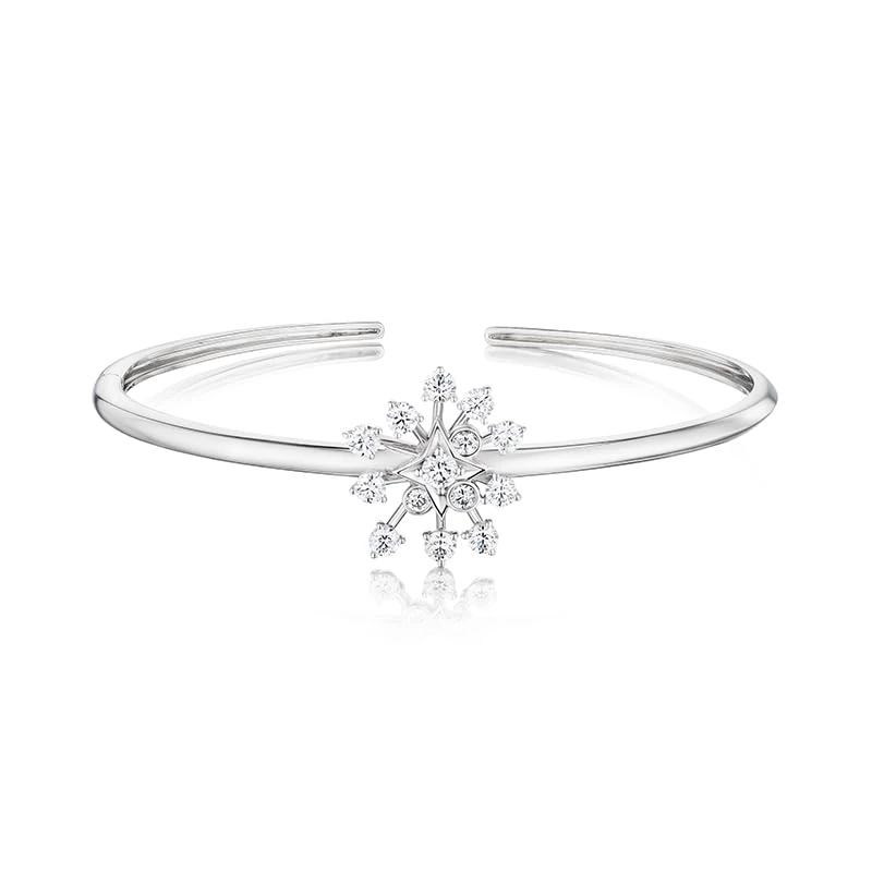 Hueb,18k Luminus White Gold Bracelet/bangle With 0.99 Cts Vs-Gh Diamonds,SMALL