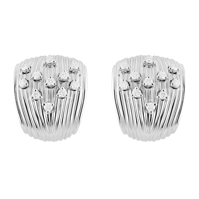 Hueb,18k Bahia White Gold Earring With 0.28 Cts Vs-Gh Diamonds,ONE SIZE