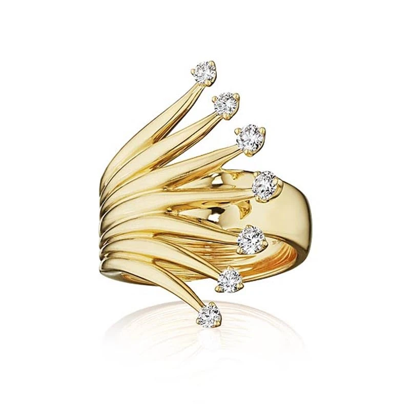 Hueb 18k Tribal Yellow Gold Ring with VS-GH Diamonds - 0.46 Ct