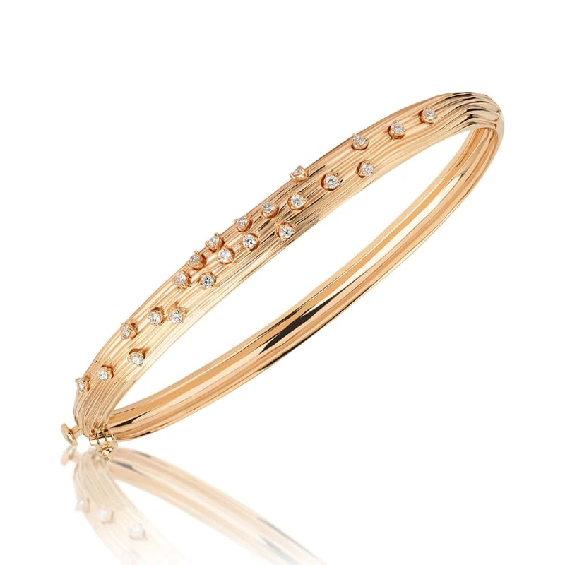 Hueb,18k Bahia Pink Gold Bracelet/bangle With 0.26 Cts Vs-Gh Diamonds,6"