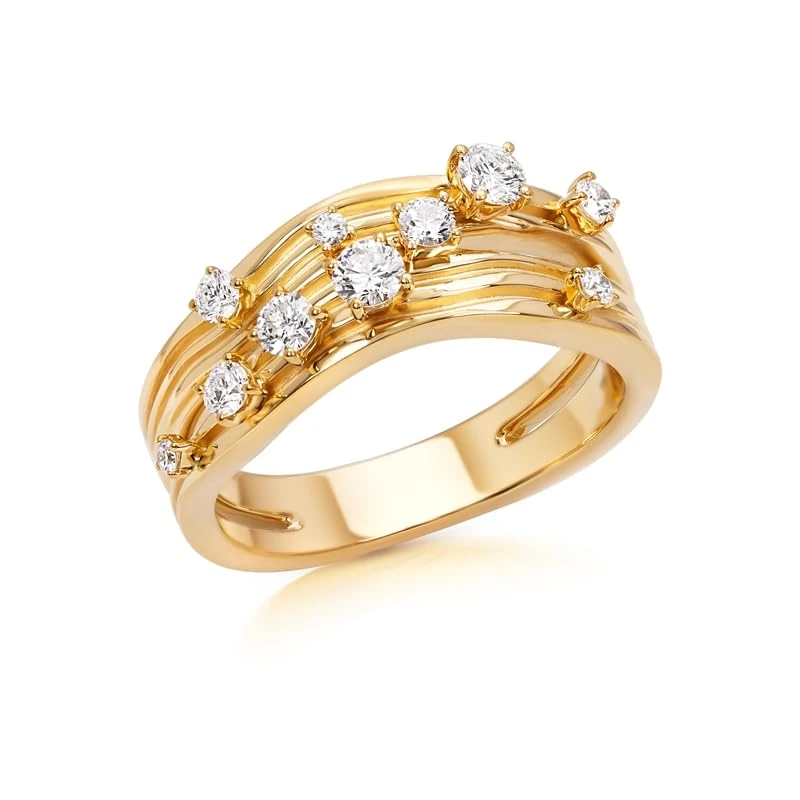 Hueb,18k Bahia Yellow Gold Ring With 0.53 Cts Vs-Gh Diamonds,7