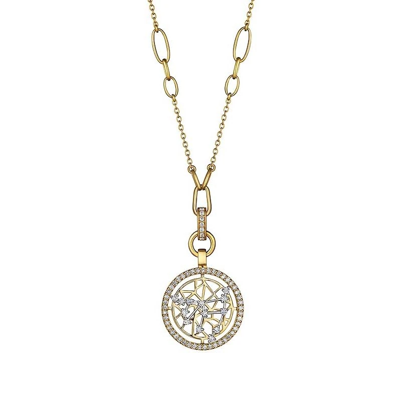 Hueb,18k Estelar Yellow And White Gold Capricorn Necklace With 0.90 Cts Vs-Gh Diamonds,18"