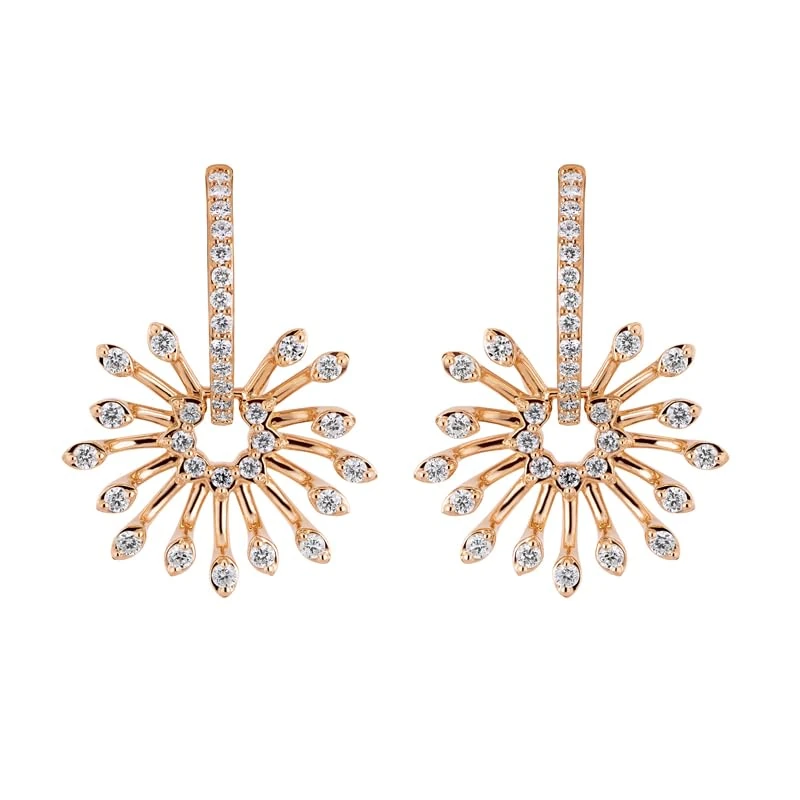 Hueb,18k Luminus Pink Gold Earring With 0.72 Cts Vs-Gh Diamonds,ONE SIZE