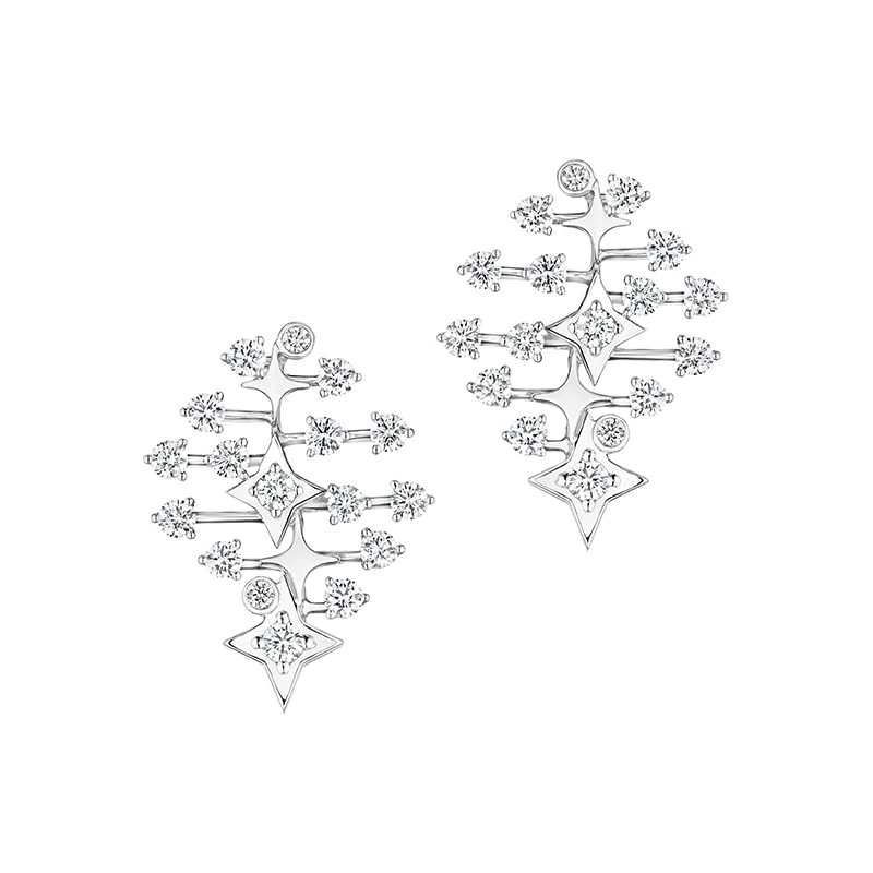 Hueb,18k Luminus White Gold Earring With 2.03 Cts Vs-Gh Diamonds,ONE SIZE