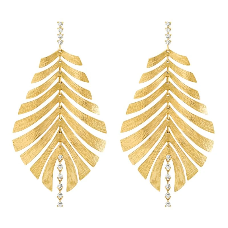 Hueb,18k Bahia Yellow Gold Earring With 0.35 Cts Vs-Gh Diamonds,ONE SIZE