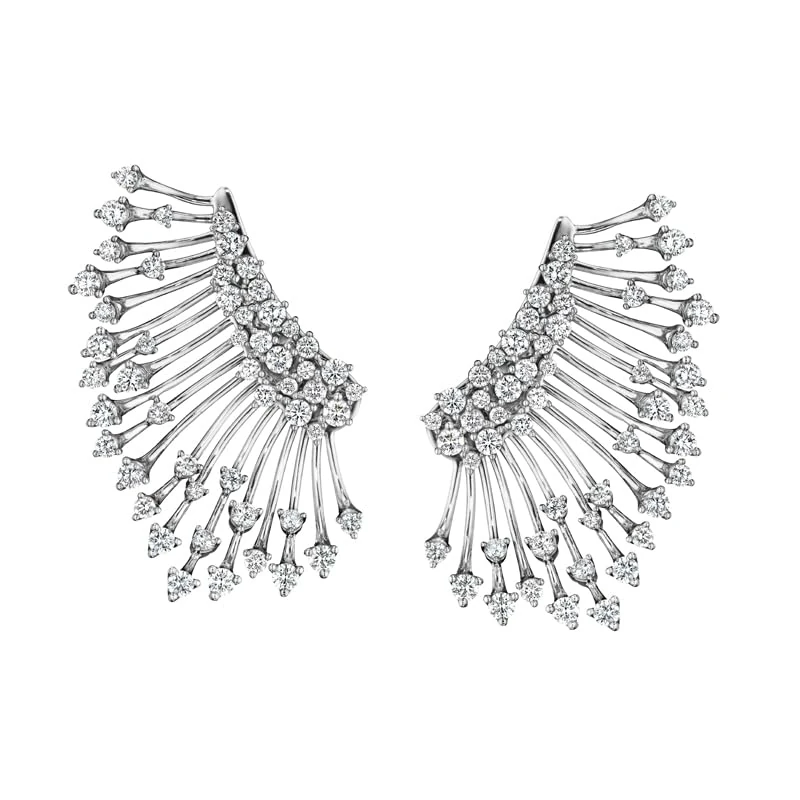 Hueb,18k Luminus White Gold Earring With 3.45 Cts Vs-Gh Diamonds,ONE SIZE