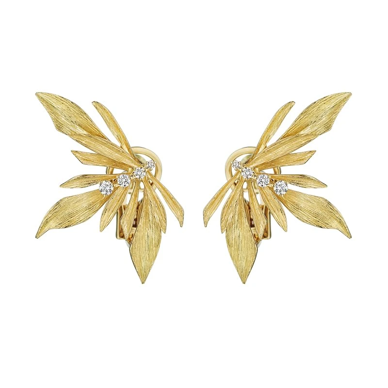 Hueb,18k Bahia Yellow Gold Earring With 0.22 Cts Vs-Gh Diamonds,ONE SIZE