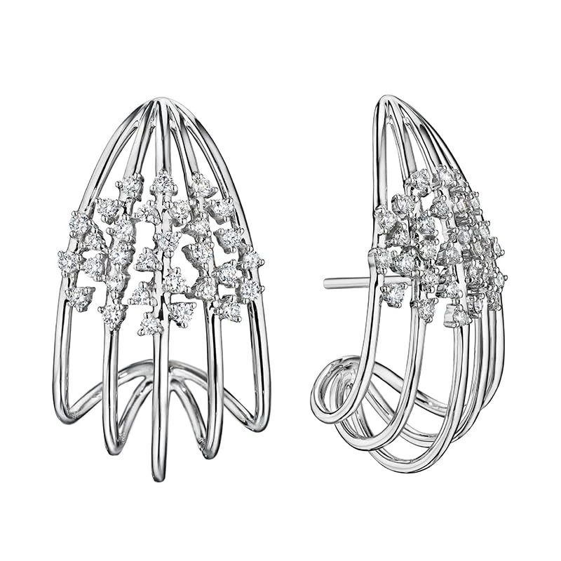Hueb,18k Luminus White Gold Earring With 0.59 Cts Vs-Gh Diamonds,ONE SIZE