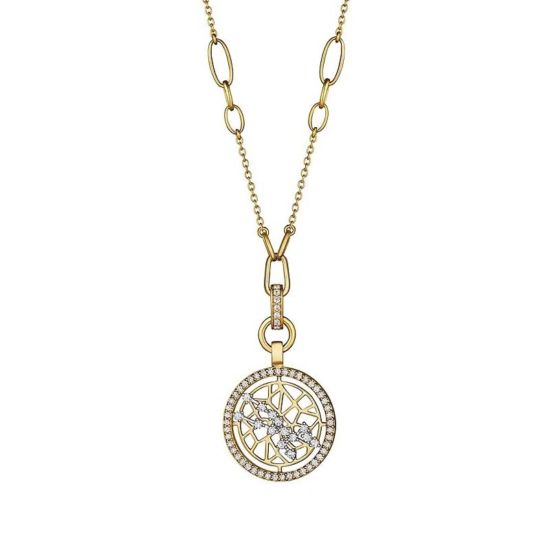 Hueb,18k Estelar Yellow And White Gold Taurus Necklace With 0.89 Cts Vs-Gh Diamonds,18"