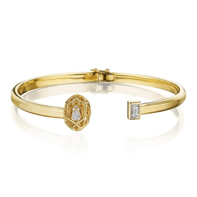 Hueb,18k Estelar Yellow Gold Bracelet/bangle With 0.37 Cts Vs-Gh Diamonds,6"
