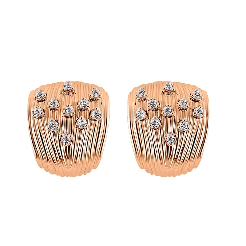 Hueb,18k Bahia Pink Gold Earring With 0.28 Cts Vs-Gh Diamonds,ONE SIZE