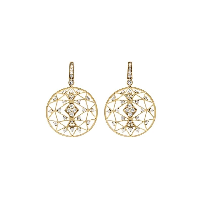 Hueb,18k Estelar Yellow Gold Earring With 1.82 Cts Vs-Gh Diamonds,ONE SIZE
