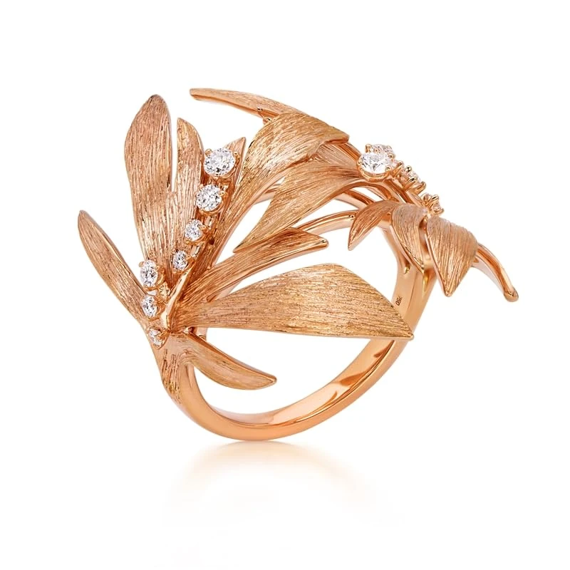 Hueb,18k Bahia Pink Gold Ring With 0.30 Cts Vs-Gh Diamonds,7