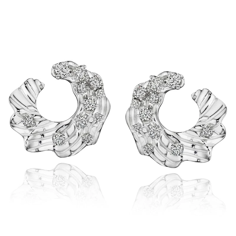 Hueb,18k Bahia White Gold Earring With 1.11 Cts Vs-Gh Diamonds,ONE SIZE