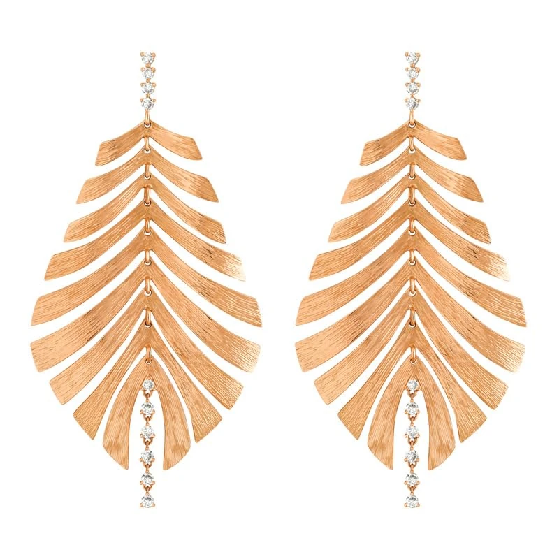 Hueb,18k Bahia Pink Gold Earring With 0.34 Cts Vs-Gh Diamonds,ONE SIZE