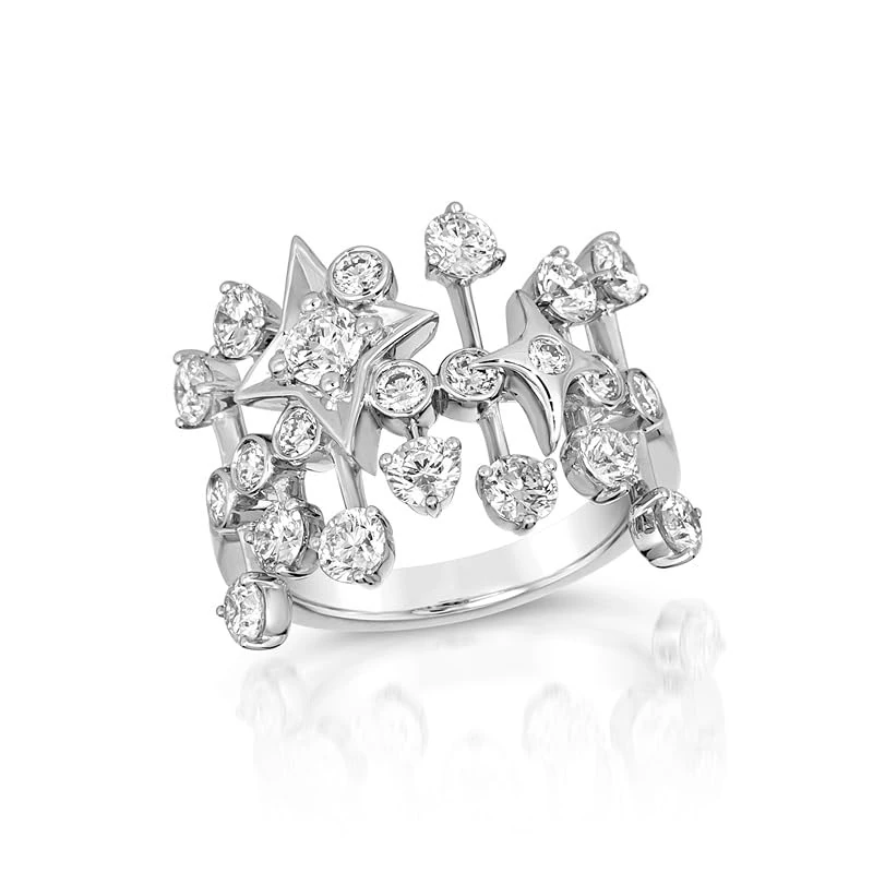 Hueb,18k Luminus White Gold Ring With 2.16 Cts Vs-Gh Diamonds,7