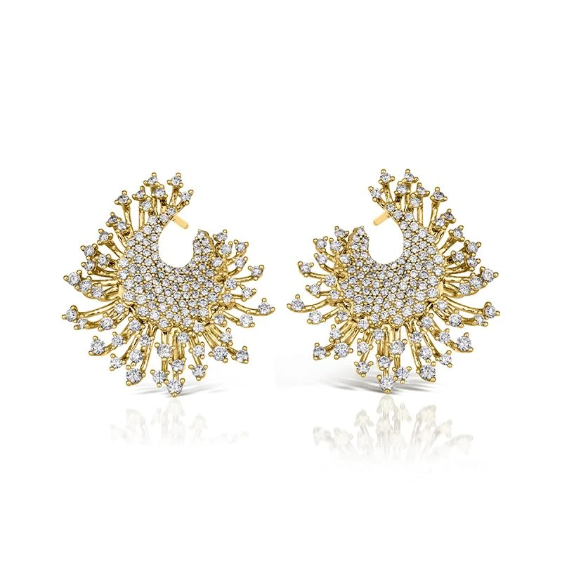 Hueb,18k Luminus Yellow Gold Earring With 2.31 Cts Vs-Gh Diamonds,ONE SIZE