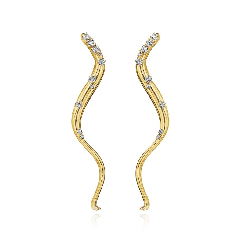 Hueb,18k Bahia Yellow Gold Earring With 0.91 Cts Vs-Gh Diamonds,ONE SIZE