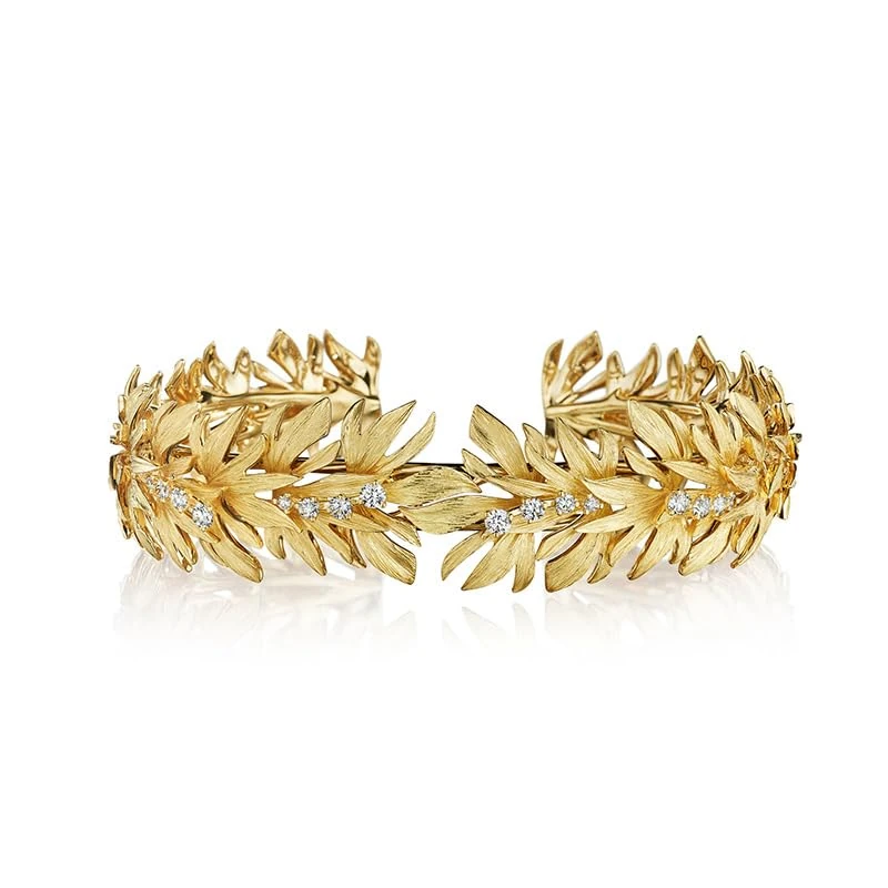 Hueb,18k Bahia Yellow Gold Bracelet/bangle With 0.41 Cts Vs-Gh Diamonds,SMALL