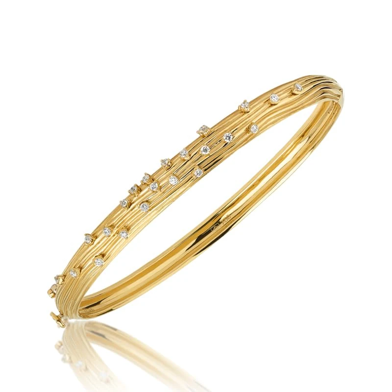 Hueb,18k Bahia Yellow Gold Bracelet/bangle With 0.26 Cts Vs-Gh Diamonds,SMALL