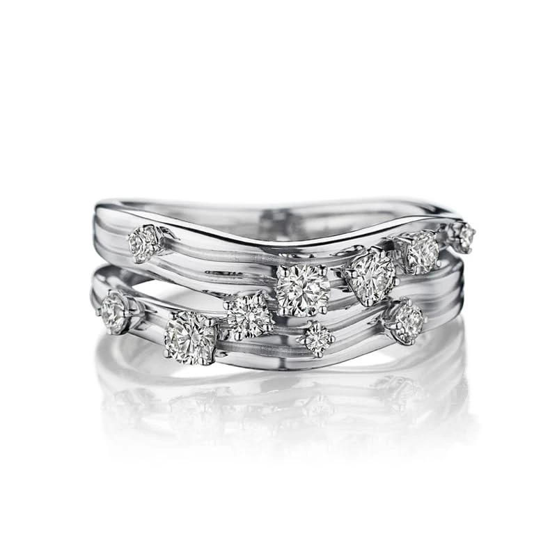 Hueb,18k Bahia White Gold Ring With 0.53 Cts Vs-Gh Diamonds,7