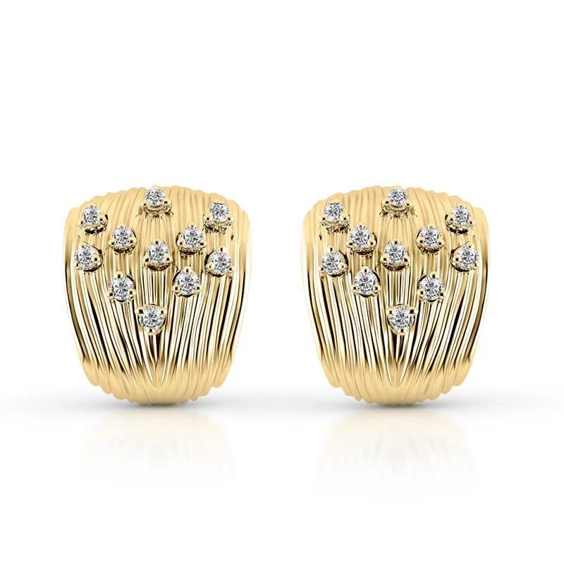 Hueb,18k Bahia Yellow Gold Earring With 0.31 Cts Vs-Gh Diamonds,ONE SIZE