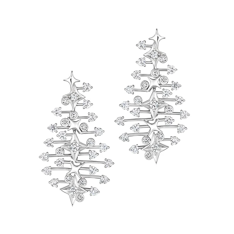Hueb,18k Luminus White Gold Earring With 2.75 Cts Vs-Gh Diamonds,ONE SIZE