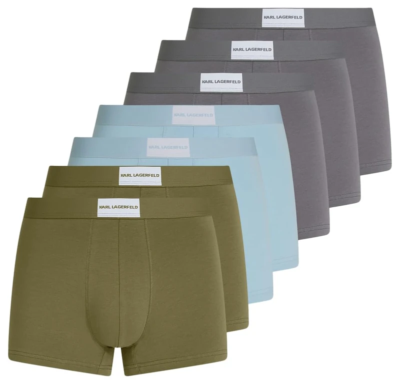 KARL LAGERFELD B.V Men's Essential Logo Trunk (7 Pack), Olive-Clear Sky-Excalibur, L - Image 1