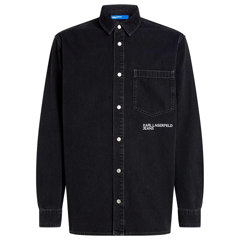 KARL LAGERFELD JEANS Men Regular Denim Shirt Washed Black XS