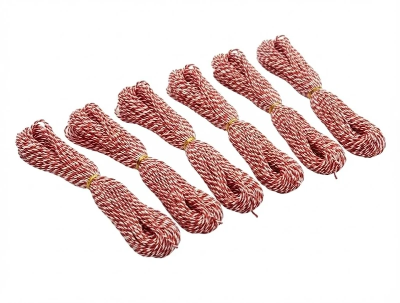 6 Rolls Red & White Striped Wrap Strings Ribbon Twine 60m – Xmas Jute Bind Twine for Wrapping Packaging Craft DIY Decorations – Home Made Present Tie Up