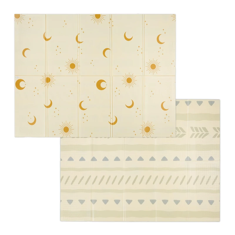 Relaxdays Foldable Playmat, Sun & Moon, Non-Toxic, 200 x 150 cm, XPE foam, Baby & Child Crawling Mat, Multicoloured