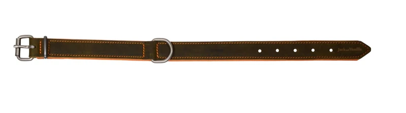 JACK AND VANILLA, Modena Large Leather Pet Collar, 30 mm Width, 60 cm Length, Adjustable, Elegant, Olive Green, XL, Durable and Comfortable, Model