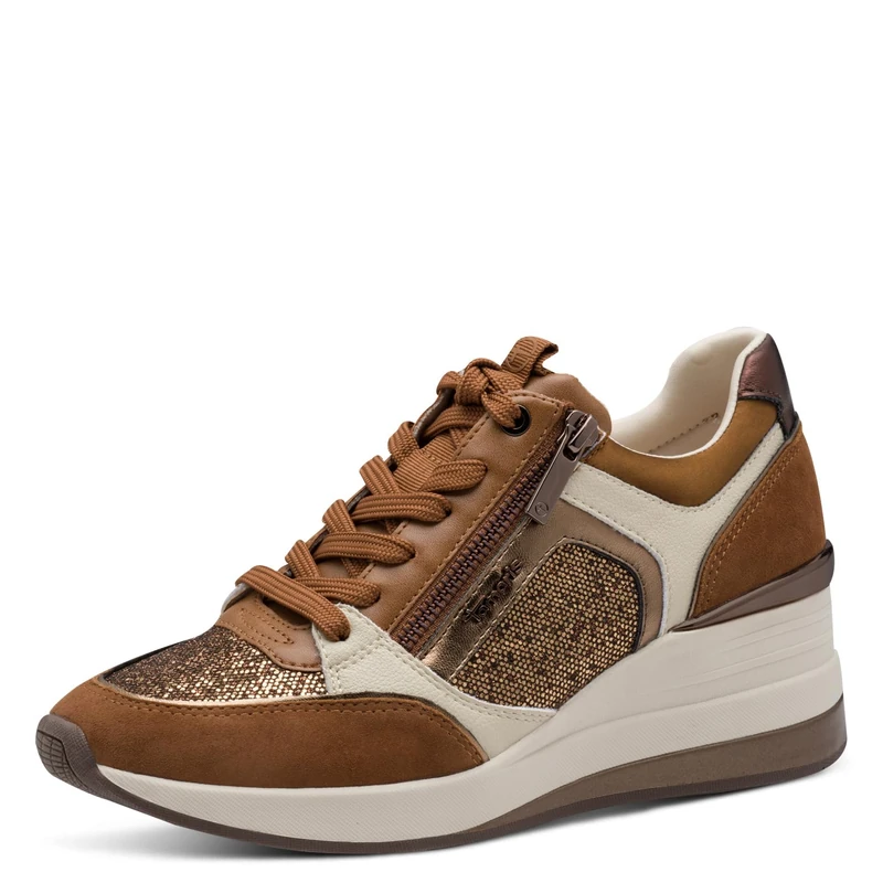 Tamaris Women's Flat Lace-Up Shoes, Cognac Comb, 8 UK - Image 1