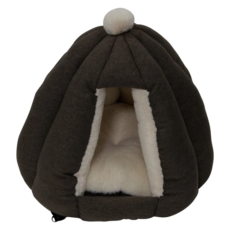 JACK AND VANILLA, Igloo Soft Toy for Dogs or Cats, Modern and Elegant Design, Easy to Access, Durable Materials, Ideal Indoor/Outdoor Use, 45 x 45 x 40 cm, Dark Brown - Image 1